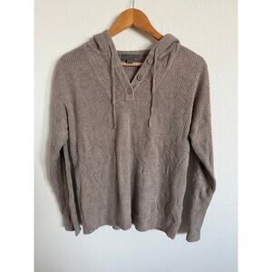 Barefoot Dreams Womens CozyChic Lite Hooded Sweater Brown Tan Size Small